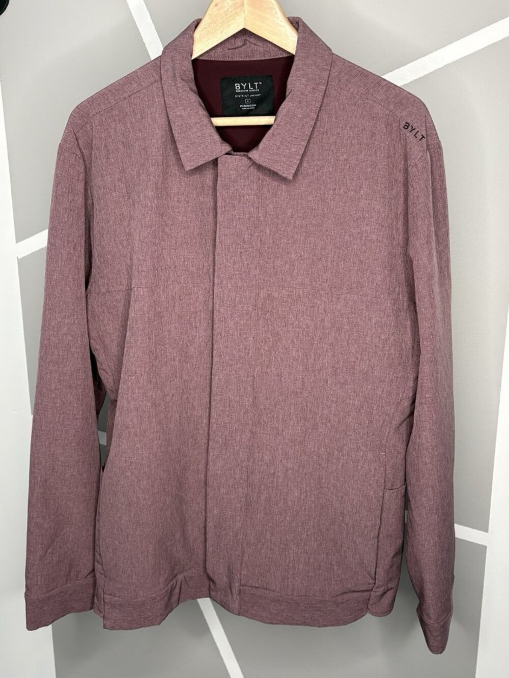 BYLT Premium Basics District Jacket Men’s L Heather Maroon Stretch Full Snap
